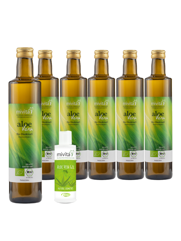 6x Bio Aloe Vera Direktsaft + 1 Gel 99%  von der Bio Farm Mallorca
